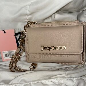NWT Juicy Couture Cream and Gold Wallet with chain charms wristlet so 🥰